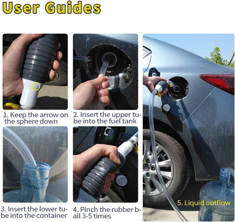 UI Intros Newest High Flow Siphon Hand Pump Portable Manual Car Fuel Transfer Pump for Gas Gasoline Petrol Diesel Oil Liquid Water Fish Tank with 2M Syphon Hose - Image 5