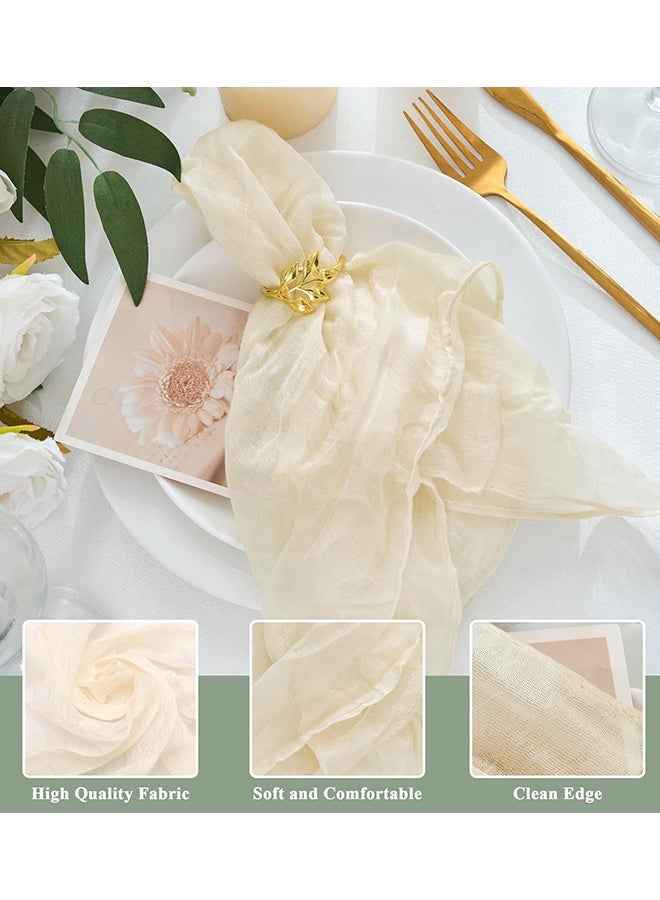 8 Pack Cheesecloth Napkins 20 x 20 Inch Beige Boho Gauze Cheese Cloth Napkins Bulk Rustic Dinner Table Decor for Wedding Bridal Baby Shower Party Eid Gatherings Banquets Catering Home Dining Table Decor - Image 3