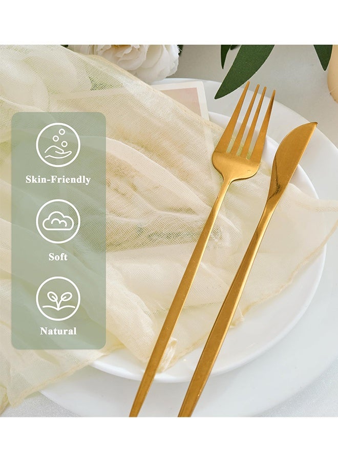 8 Pack Cheesecloth Napkins 20 x 20 Inch Beige Boho Gauze Cheese Cloth Napkins Bulk Rustic Dinner Table Decor for Wedding Bridal Baby Shower Party Eid Gatherings Banquets Catering Home Dining Table Decor - Image 4