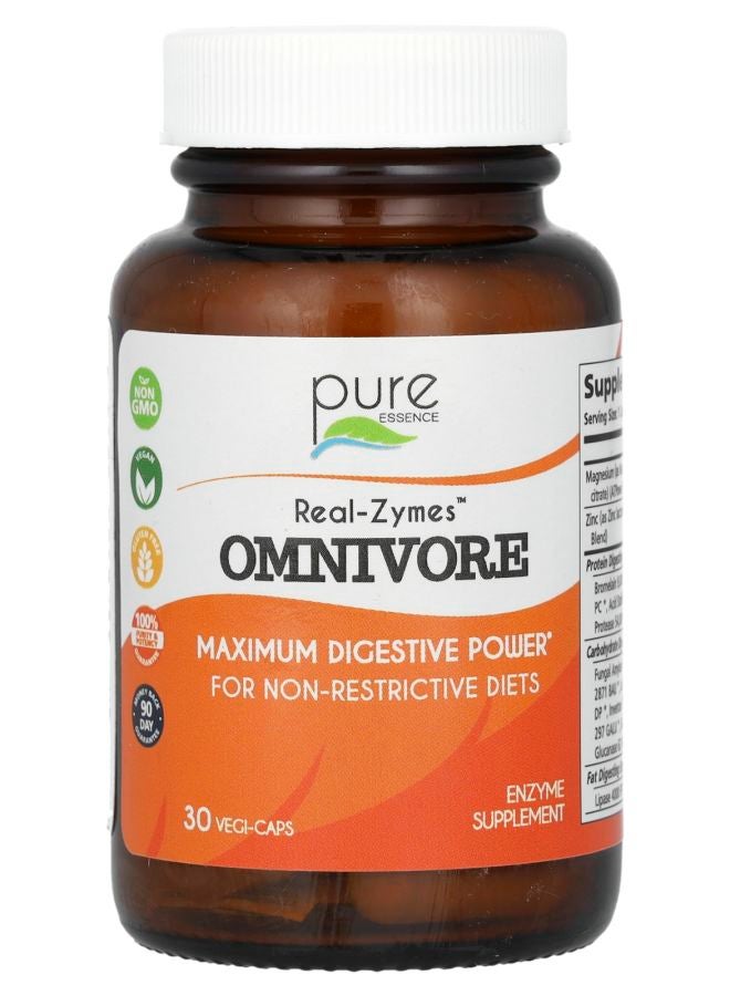 Pure Essence Real-Zymes Omnivore 30 Vegi-Caps - Image 1