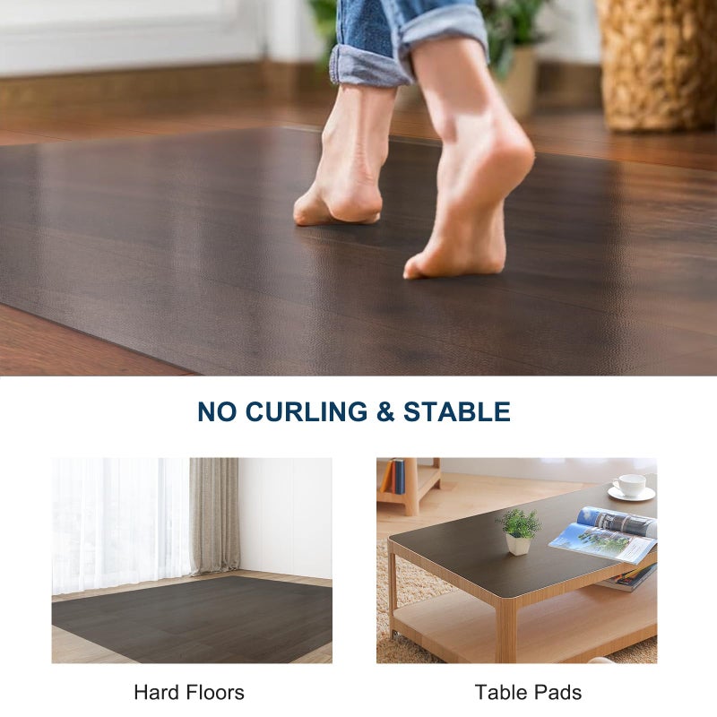 FURKIT Floor Mats for Home, 5'Ã—7' Translucent Black Vinyl Area Rug for Under Dining Table, Waterproof Non-Slip Hard Floor Living Room Rug, PVC Rolling Chair Protector for Workspace, High Traffic Areas - Image 3