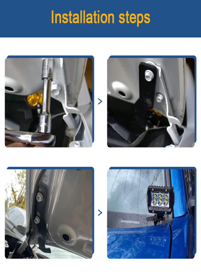 Hood Hinge Ditch LED Light Mount Bracket Aluminum Alloy Spotlights Bracket Replacement for Tacoma2016-2020 - Image 3