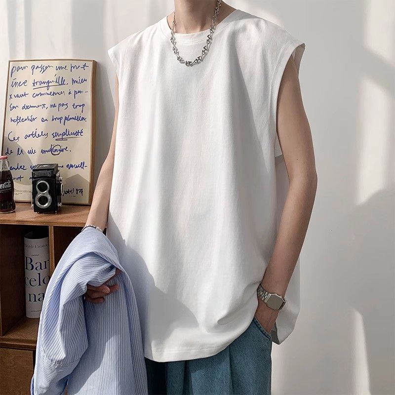 American White Fitness Vest Men'S Summer Student Basketball Sports Vest Oversize Sleeveless T-Shirt - Image 2