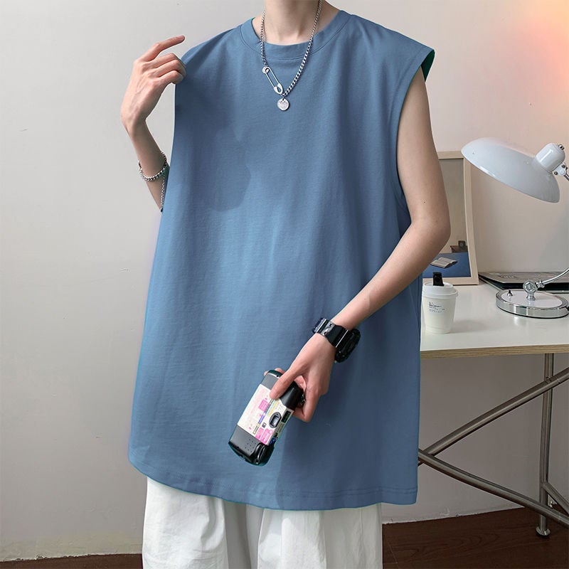 American White Fitness Vest Men'S Summer Student Basketball Sports Vest Oversize Sleeveless T-Shirt - Image 1