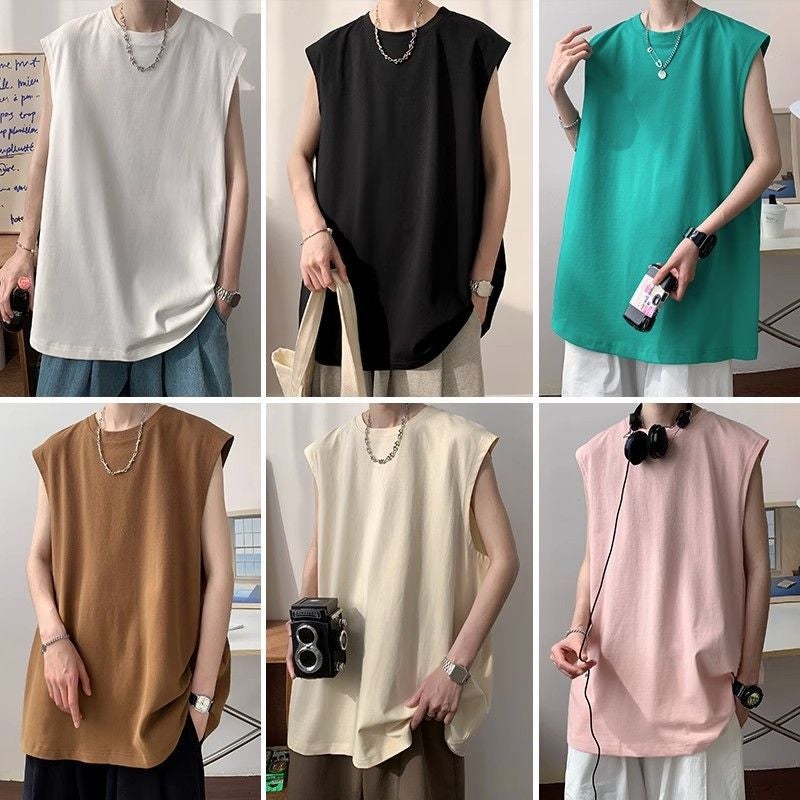 American White Fitness Vest Men'S Summer Student Basketball Sports Vest Oversize Sleeveless T-Shirt - Image 3