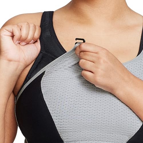 Glamorise صدرية رياضية مخصصة للتحكم الكامل بالحجم الكبير بدون سلك #1166 أسود/رمادي 40DD - Image 2