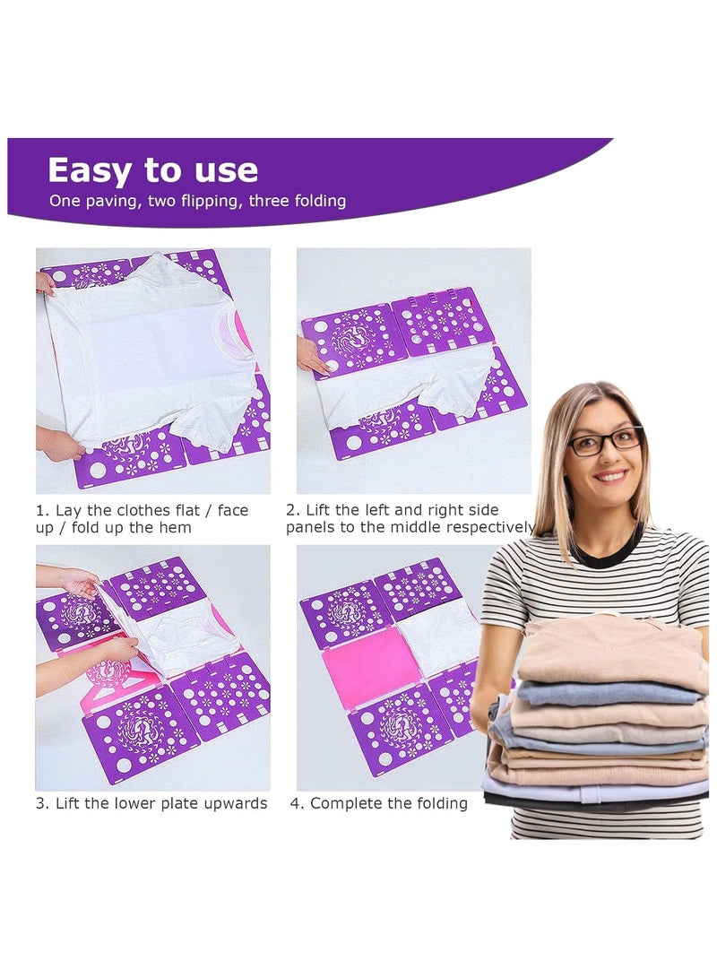 NANAO T-Shirt Folding Board t Shirts Clothes Folder Durable Plastic Laundry folders Folding Boards Helper and Fast Laundry Folding Boards Tool for Adults and Children Kids (Purple) - Image 4