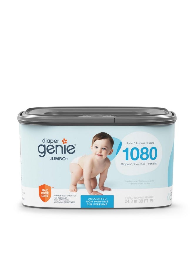 دايبر جيني يمكن لحفاضات Diaper Genie Jumbo+ Square Refill ذات الفيلم المستمر أن تستوعب ما يصل إلى 1080 حفاضة بحجم حديثي الولادة لكل عبوة.  - Image 1