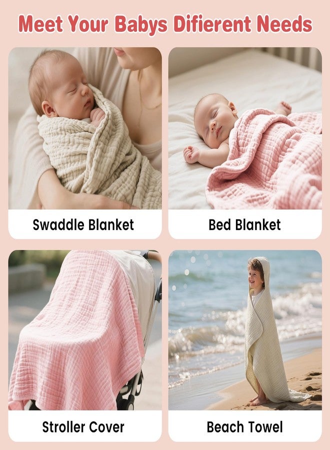 HUITAO Hooded Baby Bath Towels for Newborn, 2 Pack - 6-Layer 100% Muslin Cotton, Soft Absorbent Baby Towels with Hood for Babies, Infants & Toddlers, Large 32x32 Inch Unisex Newborn Baby Bath Essentials - Image 4