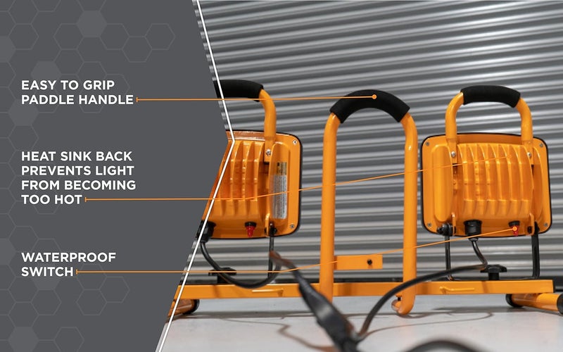 Woods Woods WL40272S Portable LED Duel Work Light On Steel Tripod 12000 Lumens 140 Watts 4000 Kelvin 5 Foot Cord OrangeBlack  - Image 5