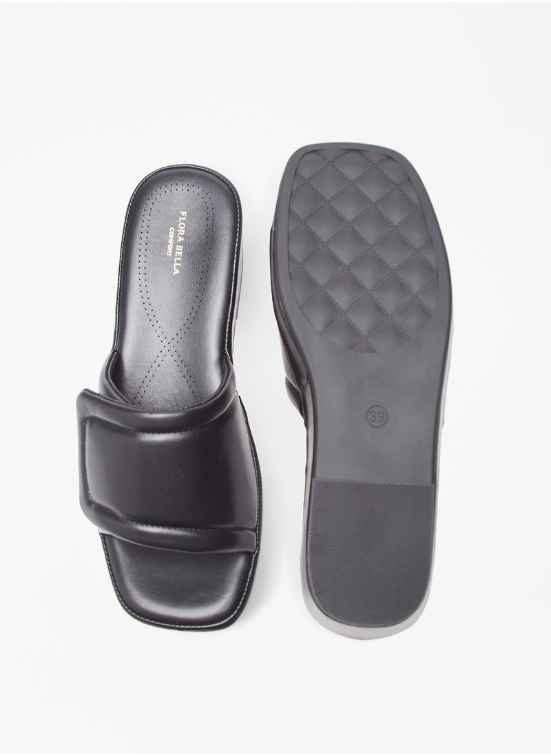Flora Bella By Shoexpress - Women Solid Slip-On Flatform Heels Sandals - Image 1