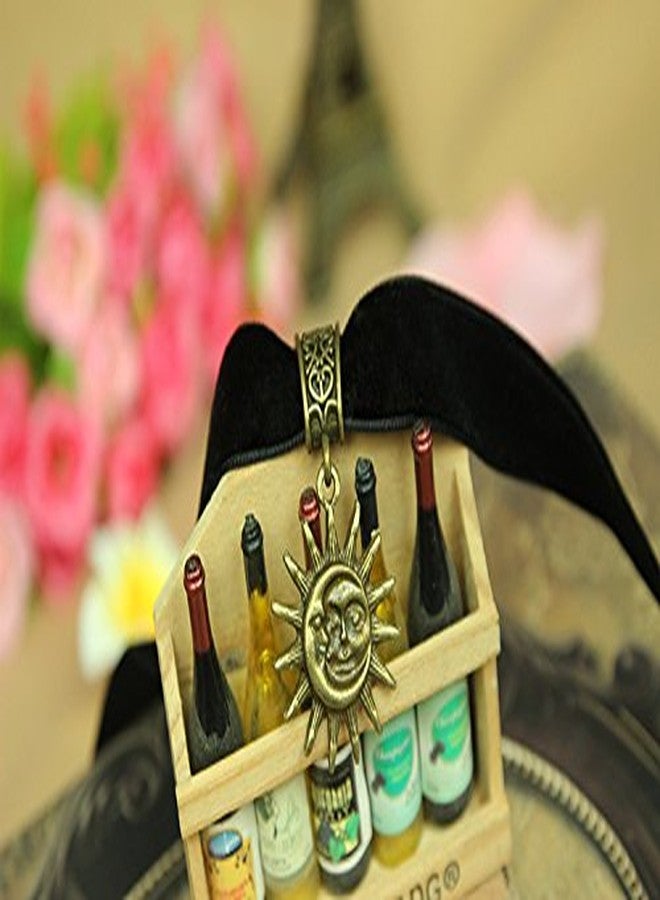 El Regalo Sun Face Gothic Style Black Lace Velvet Choker Pendant Necklace for Girls & Women - Image 5