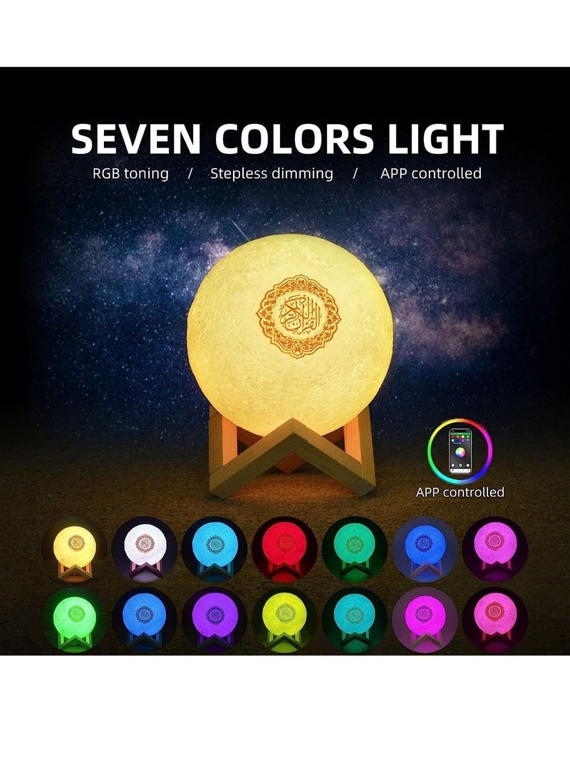 ELTRAZONE Moon Lamp Quran Speaker  Kids Night Light Galaxy Lamp 7 Colors LED 3D Star Moon Light with Stand Remote & Touch & APP Control USB Rechargeable Quran Recitation Eid Mubarak hajj Gifts  - Image 2