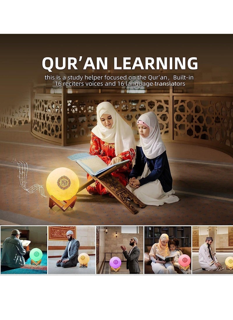 ELTRAZONE Moon Lamp Quran Speaker  Kids Night Light Galaxy Lamp 7 Colors LED 3D Star Moon Light with Stand Remote & Touch & APP Control USB Rechargeable Quran Recitation Eid Mubarak hajj Gifts  - Image 3