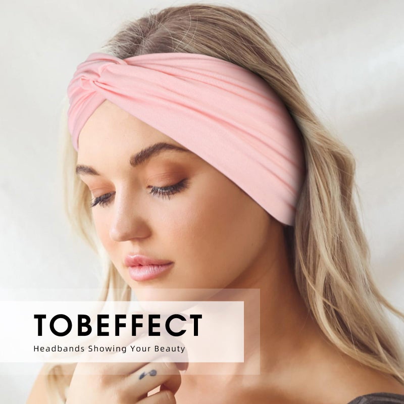 Tobeffect Wide Headbands for Women, 7'' Extra Large Turban Headband Boho Cloth Hairband Colorful Hair Twisted Knot Accessories, 6 Pack - Image 5
