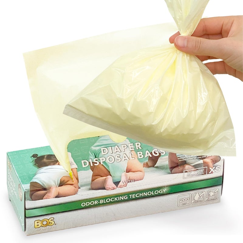BOS, Odor-Sealing Dirty Diaper Trash Bags - Disposable Bags - Scent & Smell Free (X-Small) - Image 1