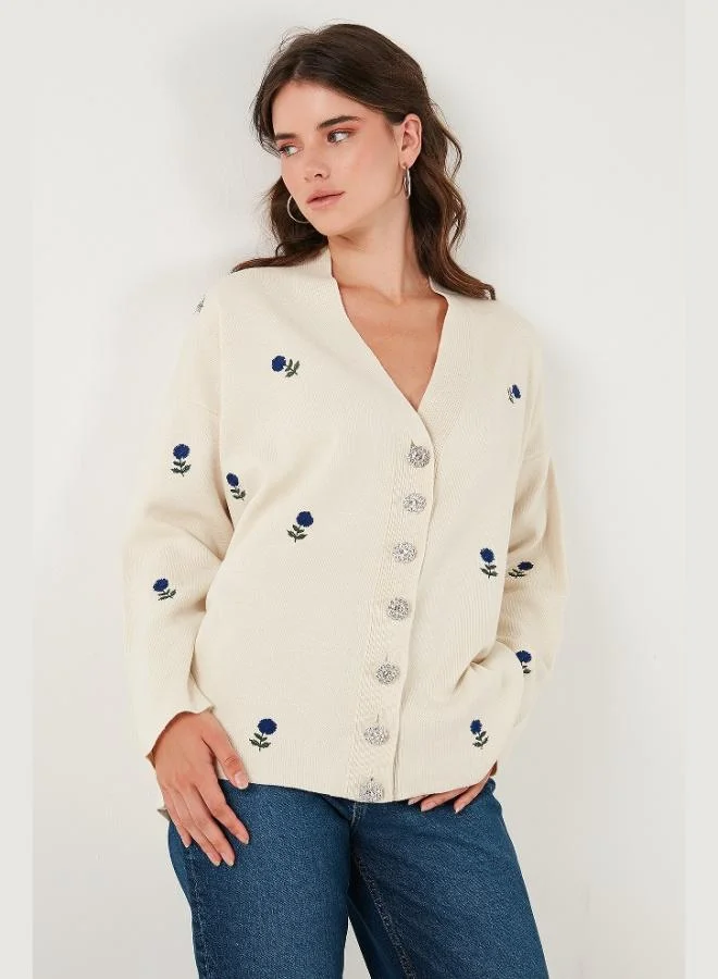 ليلا كارديجان ليلا نسائي مقاس كبير بنقوش وياقة على شكل