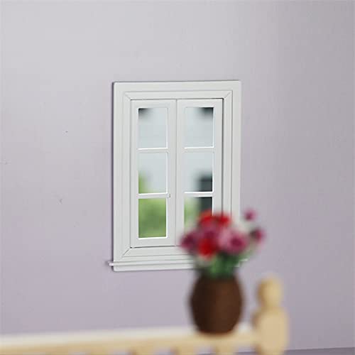 Cutemini Dollhouse Window for Crafts Double Door Miniature Furniture 6 Pane Mini Scene Accessory DIY Pretend Play High Simulation Model Collection Ornament White Color - Image 4
