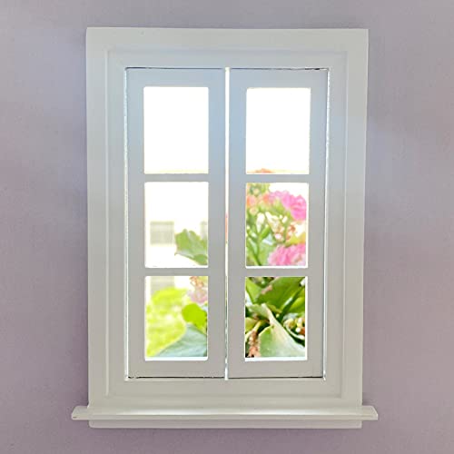 Cutemini Dollhouse Window for Crafts Double Door Miniature Furniture 6 Pane Mini Scene Accessory DIY Pretend Play High Simulation Model Collection Ornament White Color - Image 1