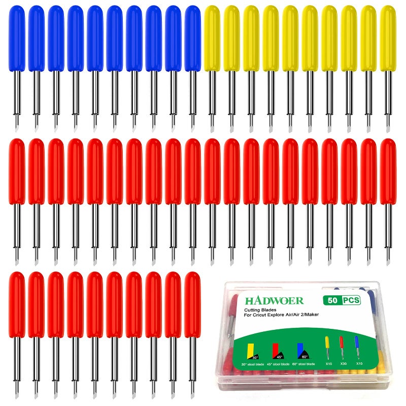 Hadwoer 50PCS Replacement Cutting Blades Compatible with Explore Air 2/Air 3/Maker/Maker 3 (3 Size Cutting blades-50PCS) (Color Mixing) - Image 1