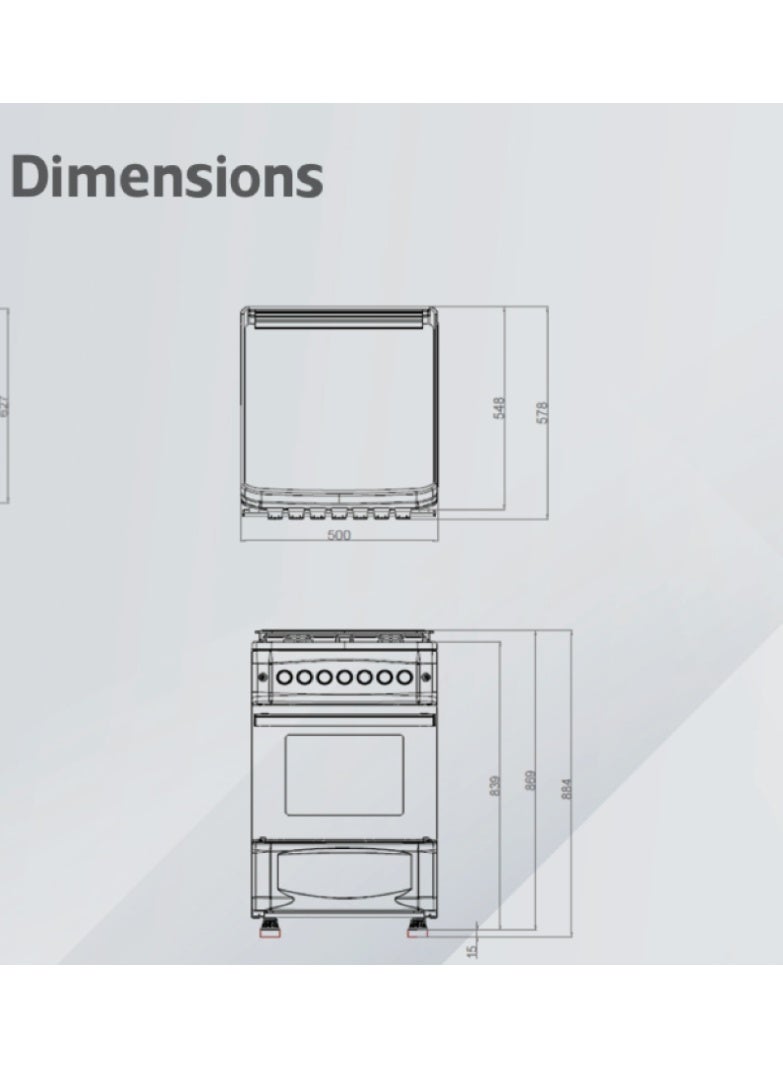 GL General 50x55cm 4 Burner Electric Cooking Range, Total Safety, Up & down Heating, Auto Burner, - Image 3