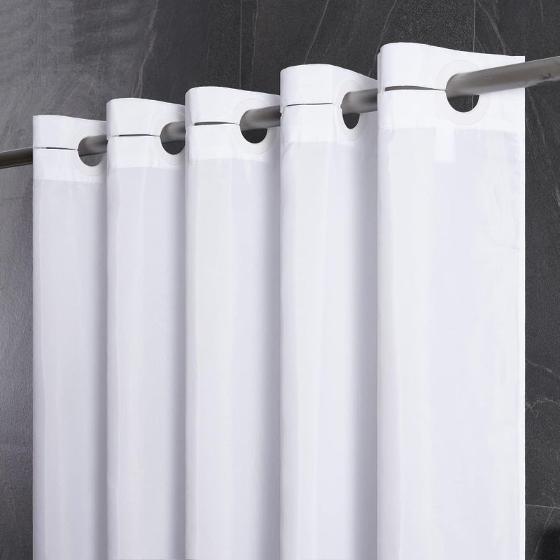 Furlinic 72x75 Waterproof No Hook Needed White Shower Curtain,Soft Polyester Fabric Bathroom Curtain with 10 Rustproof Split Grommet,Light Weighted & Washable, Hotel Style, Standard Size. - Image 1