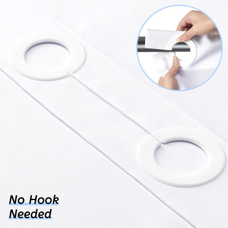 Furlinic 72x75 Waterproof No Hook Needed White Shower Curtain,Soft Polyester Fabric Bathroom Curtain with 10 Rustproof Split Grommet,Light Weighted & Washable, Hotel Style, Standard Size. - Image 5