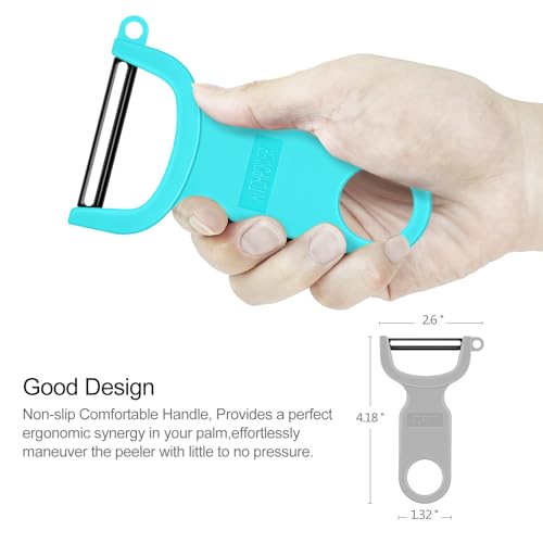 KITCHPOWER Original Vegetable Peeler, Potato Peelers for kitchen Carbon Steel Blade 3-Pack Grey/Blue/Black - Image 4
