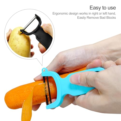 KITCHPOWER Original Vegetable Peeler, Potato Peelers for kitchen Carbon Steel Blade 3-Pack Grey/Blue/Black - Image 3