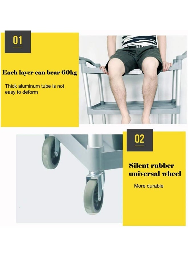 AKC Utility Carts Large Rolling Kitchen Trolley, 3 Tier Commercial Rolling Service for Hotel Restaurant, 86×50×96cm - Image 3