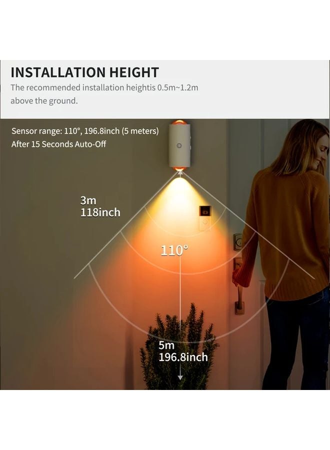 قطعتان ضوء خزانة LED يعمل بحساس الحركة، إضاءة ليلية متعددة الألوان (RGB) وقابلة للتعتيم، قابلة لإعادة الشحن عبر منفذ USB - Image 5