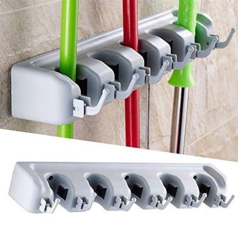 Mop Broom Holder Wall Mounted Commercial Organizer Storage Rack for Garden Tools Kitchen Garage and Laundry