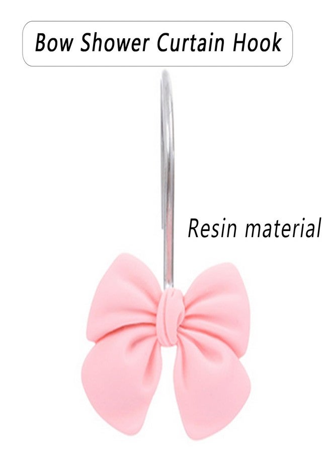 Hdtyyln 12Pcs Shower Curtain Hooks, Pink Yellow Bow Resin Shower Curtain Hooks, Cute Decorative Girly Metal Hangers, Lovely Girls Curtain Rings for Home Dormitory Bathroom Waterproof Decor, Rust Proof - Image 5