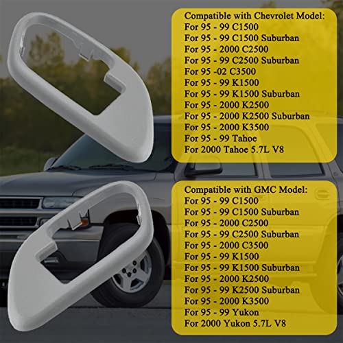 NFSpeeding Interior Door Handle Trim Bezel Fits 1995-1999 Silverado Suburban Yukon Tahoe C1500 C2500 C3500 K1500 K2500 K3500 Replace 15708080 15708079, Left Driver & Right Passenger Side Gray Color - Image 5