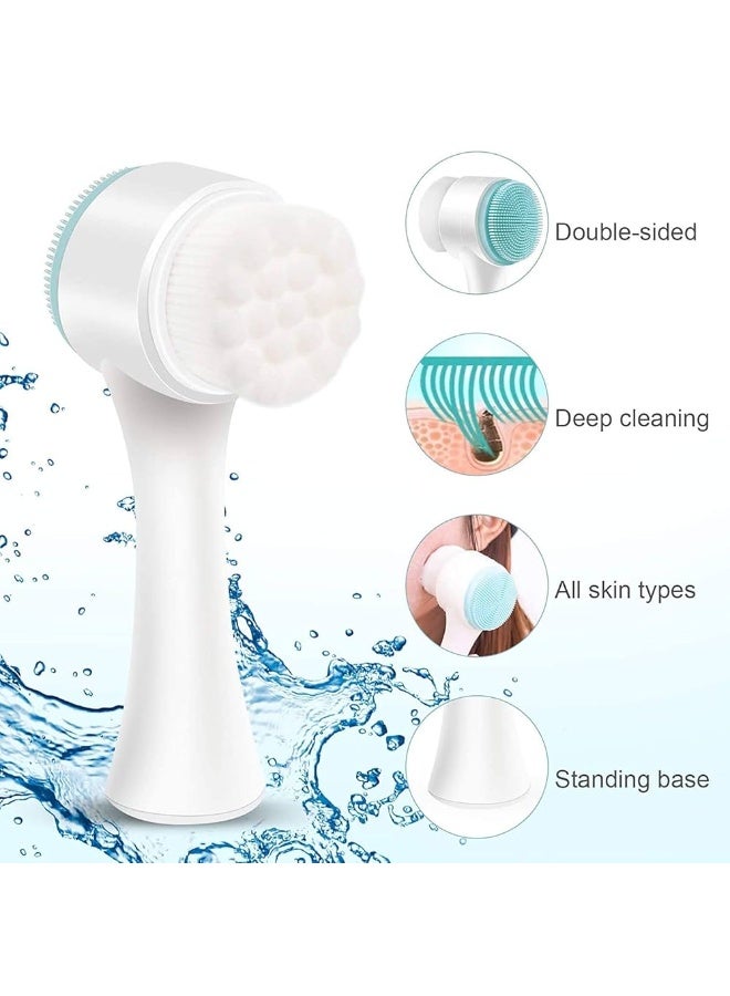Double Face Cleanser Face Brush Soft Hair Silicone Face Washer Manual Makeup Remover Deep Cleansing Brush Random Color - Image 3