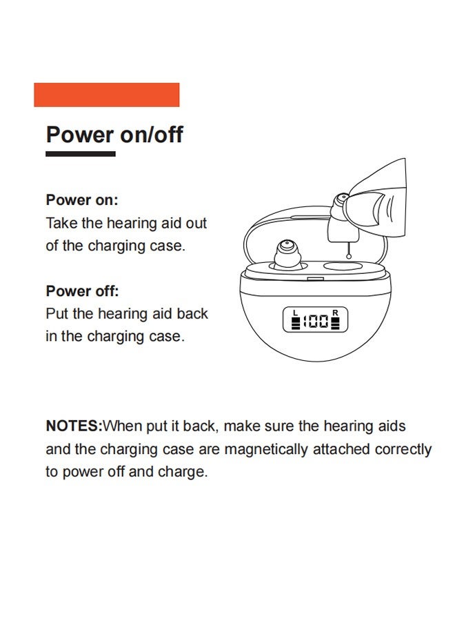 Urit Hearing Aids, Invisible Magnetic Assistive Listening Devices, Contact Charging Box with LED Power Display (Black) - Image 4