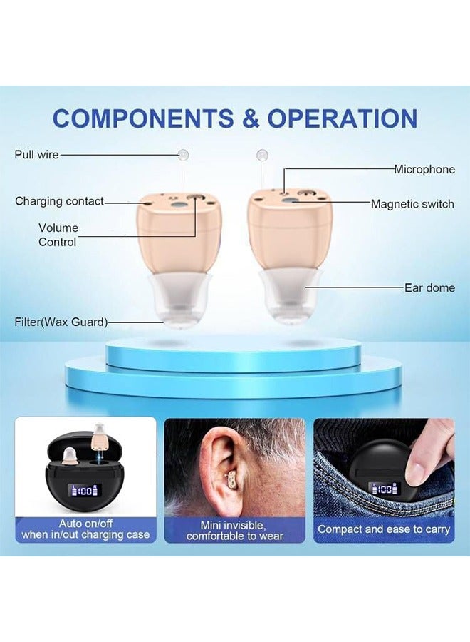 Urit Hearing Aids, Invisible Magnetic Assistive Listening Devices, Contact Charging Box with LED Power Display (Black) - Image 3