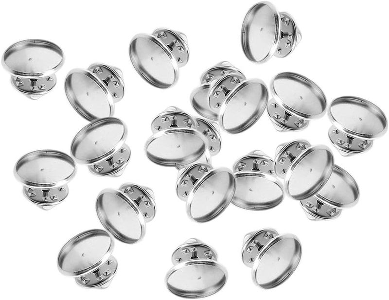 كلاراكو 20 قطعة من دبابيس ربط الفراشات المعدنية، دبابيس خلفية بديلة فارغة لصنع الحرف اليدوية، فضية اللون، 16 مم - Image 3