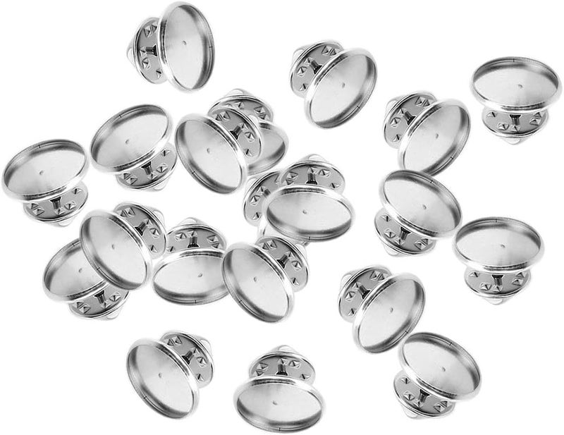 كلاراكو 20 قطعة من دبابيس ربط الفراشات المعدنية، دبابيس خلفية بديلة فارغة لصنع الحرف اليدوية، فضية اللون، 16 مم - Image 2