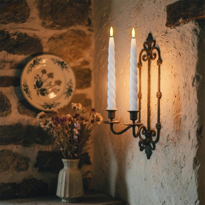 Eldnacele Flameless Flickering Taper Candles with Remote and Timer, Battery Operated Spiral Window Real Wax Candles White LED Candlesticks for Dinner Home Indoor Holiday Decor(2pcs, D0.78Ã—H9.75) - Image 5