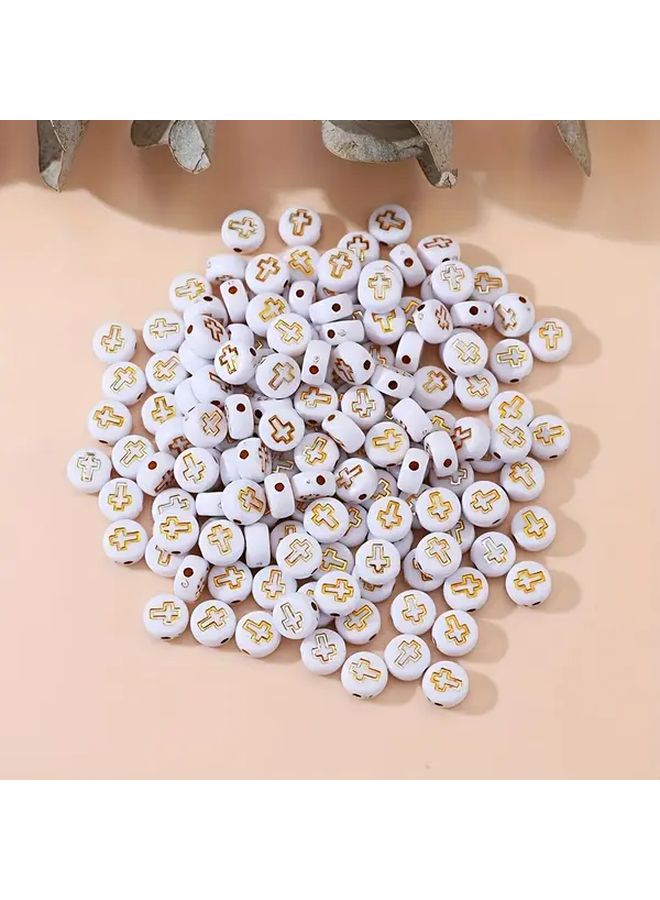 100 قطعة من خرز الصليب الأكريليك بتصميم ذهبي لصنع المجوهرات - Image 3