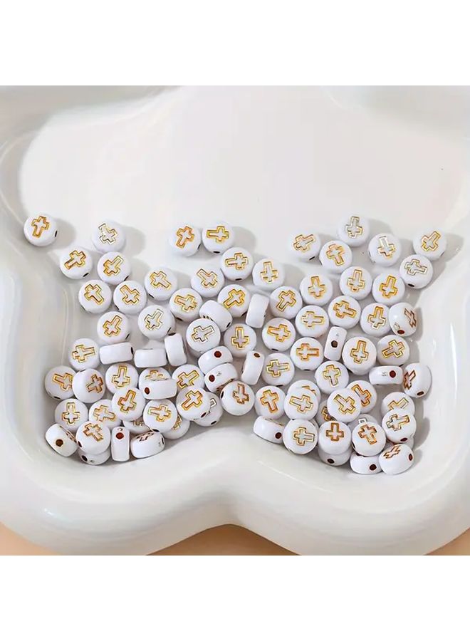 100 قطعة من خرز الصليب الأكريليك بتصميم ذهبي لصنع المجوهرات - Image 5