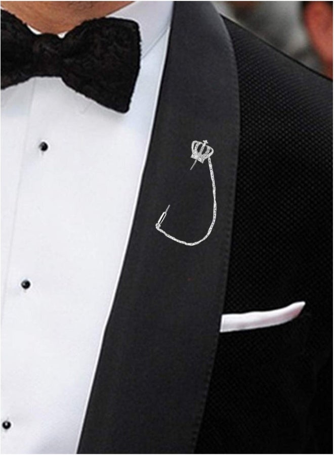 Men's Brooch Lapel Pin, 3 Style Brooch Lapel Pin Chain for Men's, Brooch Buckle Mens Suit Accessories,Hat Scarf Tie Pins for Boyfriend Father Birthday Holiday Gift - Image 4