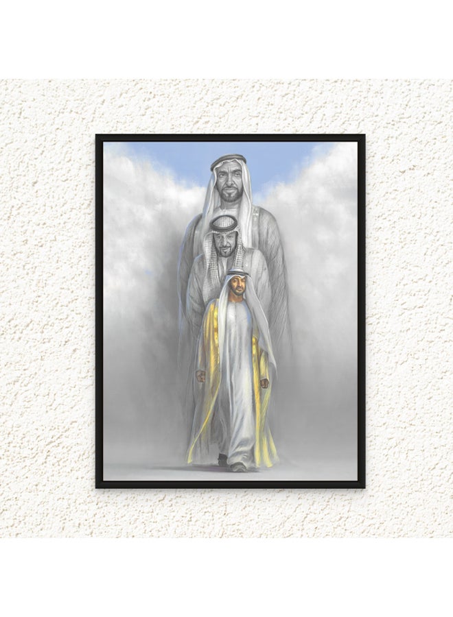 Art Decor Art Decor Framed Canvas Wall Art of Sheikh Zayed bin Sultan Al Nahyan Sheikh Khalifa UAE Abu Dhabi Sheikhs Print Wall Decor for Office Living Room Gifting  - Image 1