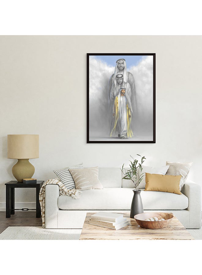 Art Decor Art Decor Framed Canvas Wall Art of Sheikh Zayed bin Sultan Al Nahyan Sheikh Khalifa UAE Abu Dhabi Sheikhs Print Wall Decor for Office Living Room Gifting  - Image 3