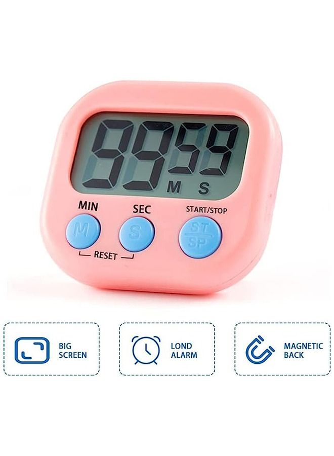 LCD Digital Kitchen Countdown Magnetic Timer Pink  - Image 2