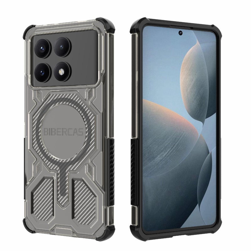 BIBERCAS For Redmi K70E Transparent Color Series Magsafe Air Bag Shockproof Phone Case(Black) - Image 1