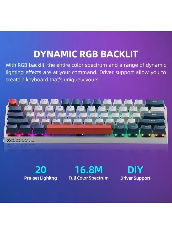 Machenike K500 B61 Tri-Mode Mechanical Keyboard 61 Keys Hot Swappable RGB Gaming Keyboard with Brown Switches - Image 3