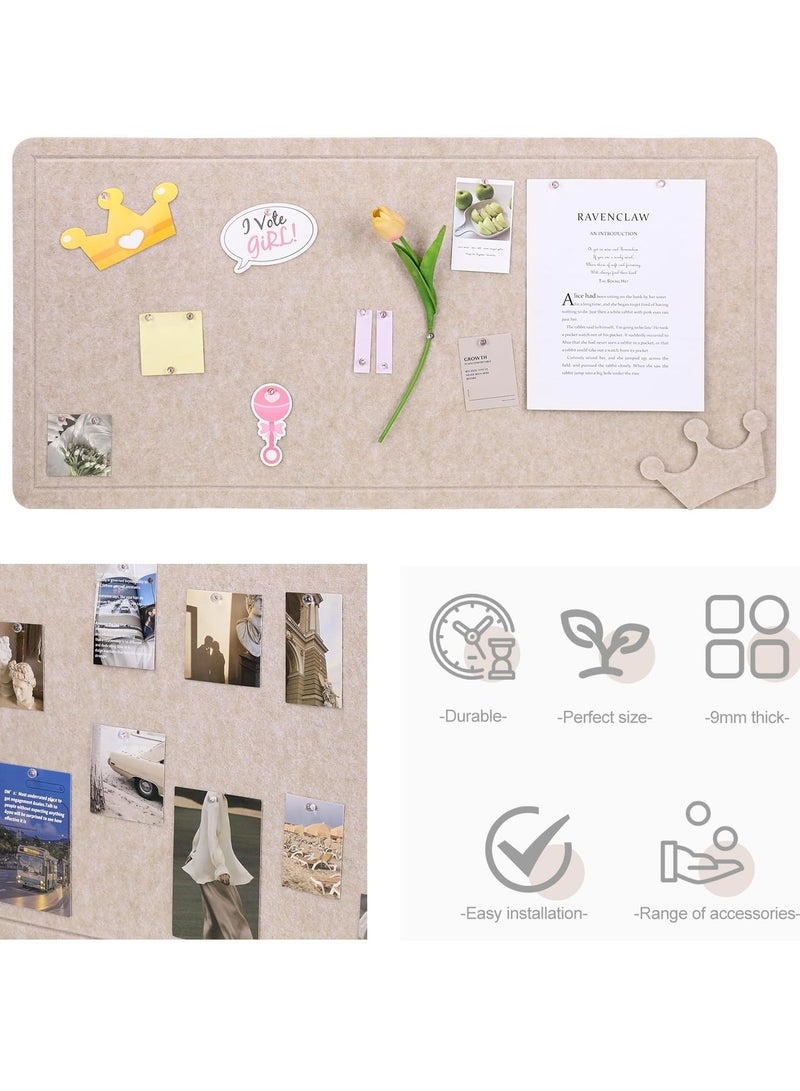 لوحة إعلانات كبيرة، 60×120 سم، لوحة زخرفية من اللباد مزودة بـ 25 دبوس دفع، بديل للوحة الفلين الجدارية، لوحة صور قابلة للطي، لوحة رؤية ذاتية اللصق، لوحة مزاجية للمدرسة والمنزل (كاكي فاتح) - Image 3