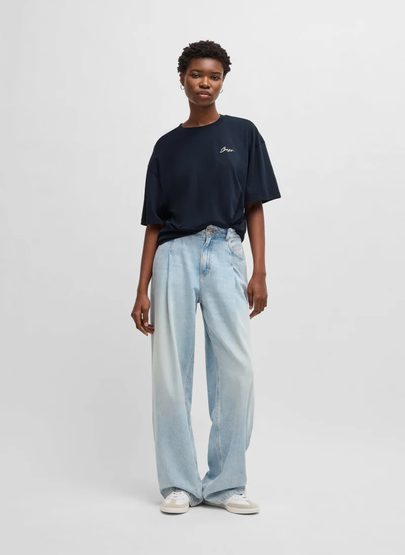 بوس Oversized T-shirt in cotton jersey with logo artwork